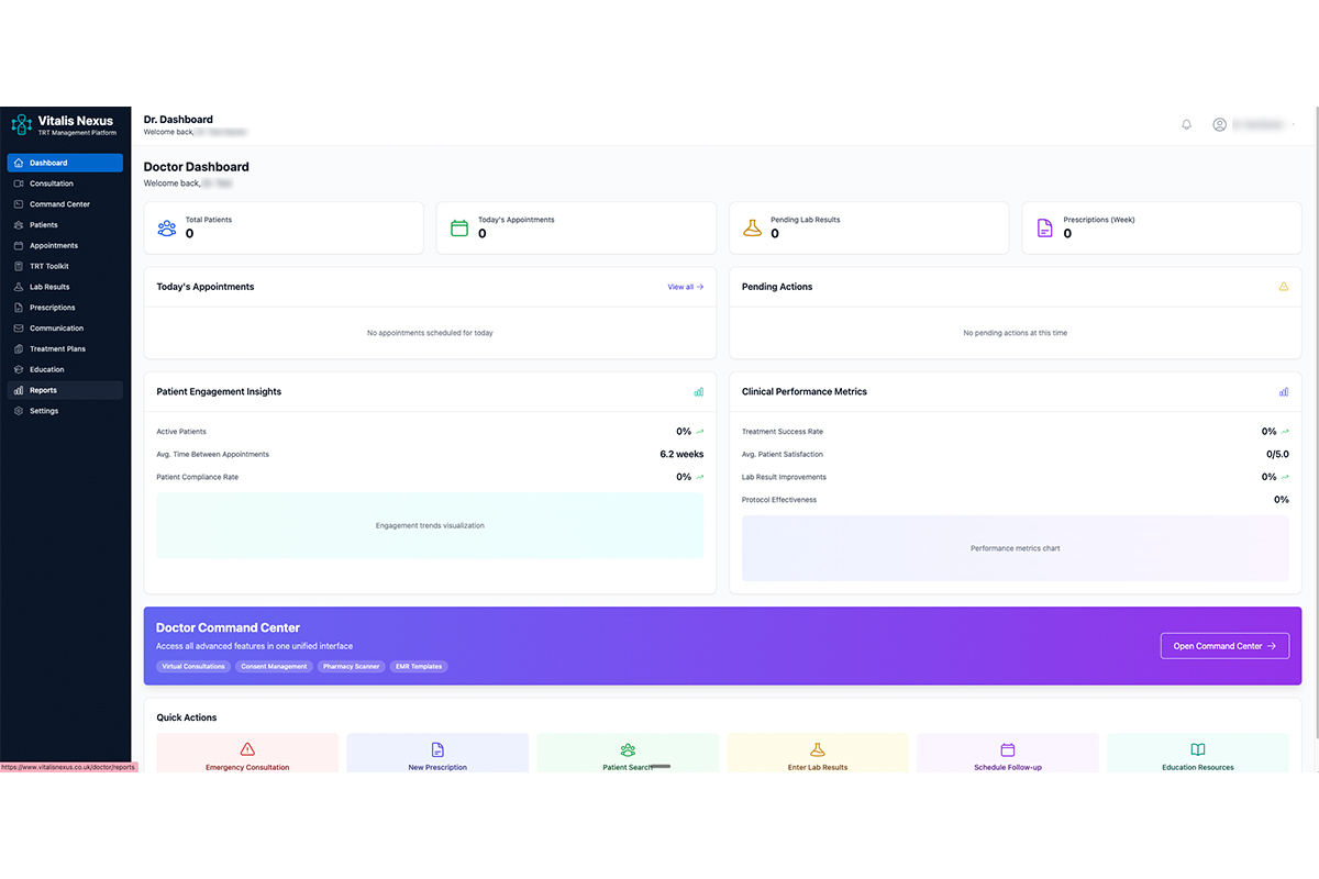 Patient Management Dashboard with complete TRT patient overview
