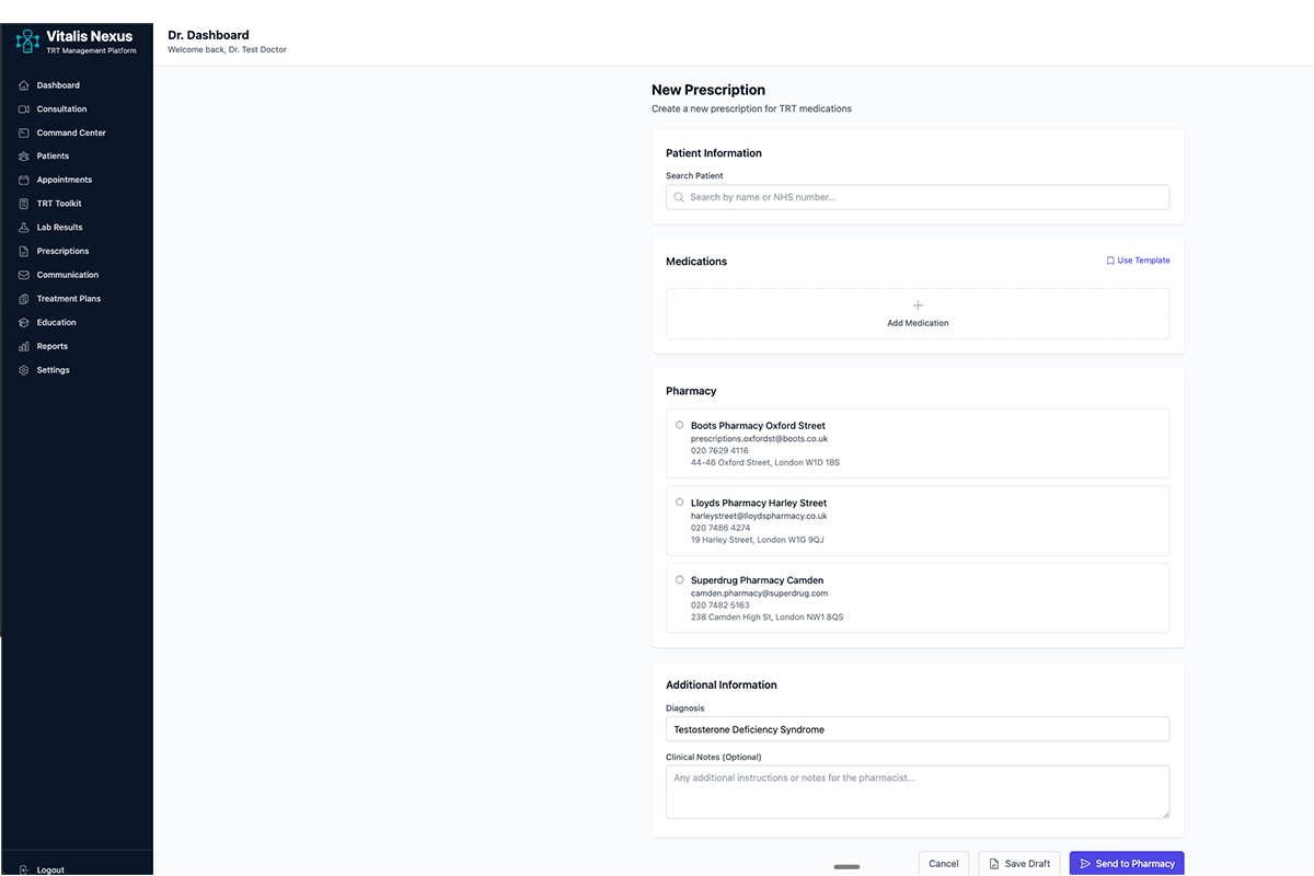 Prescription Email System with automated pharmacy delivery